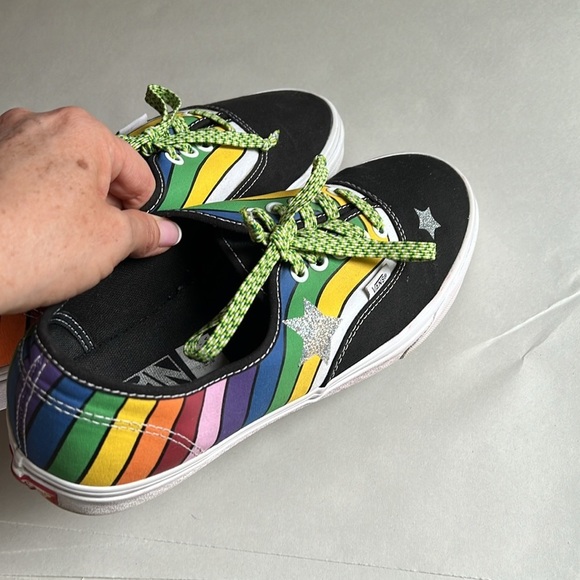 Vans Unisex Refract Rainbow Black Canvas Sneakers 11 Men’s Custom Stars main image 13